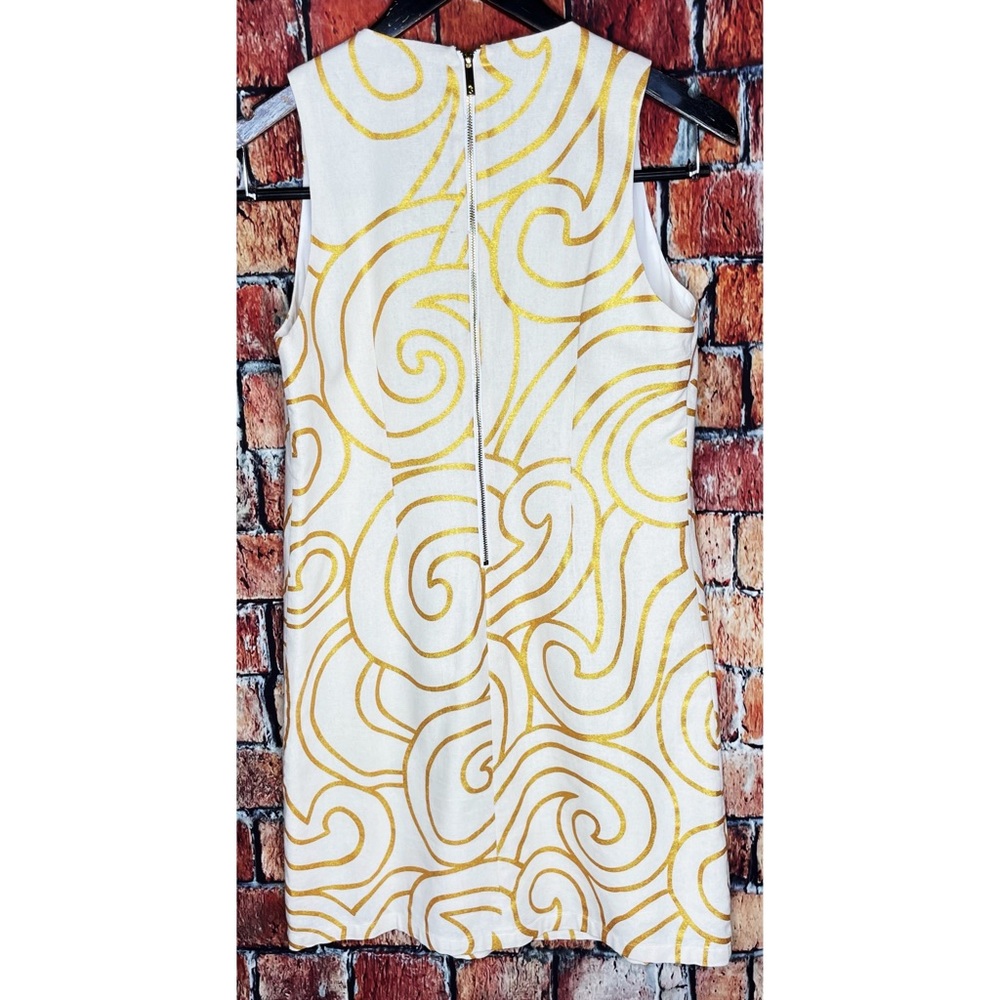 Julie Brown NYC Women’s Sleeveless Shift Lined Dress Sz 6 White Gold Linen Blend - Picture 3 of 4